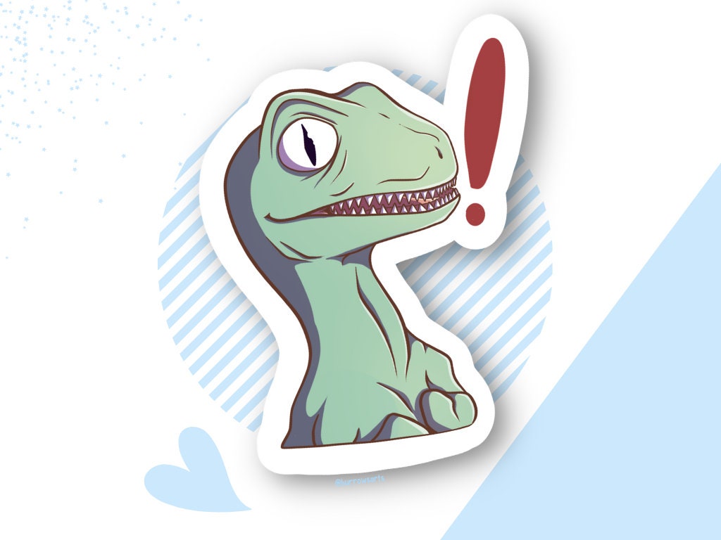 Surprised Dinosaur, Raptor - Single Sticker